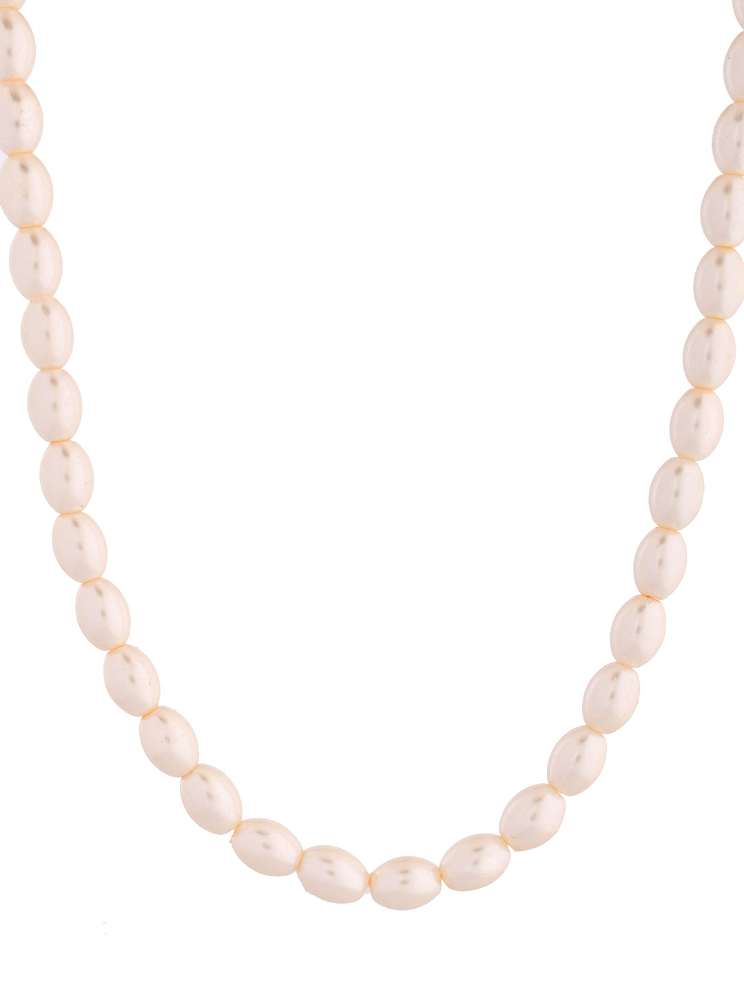 Classic White Pearl Beaded Necklace With Gold-Tone Clasp For Women