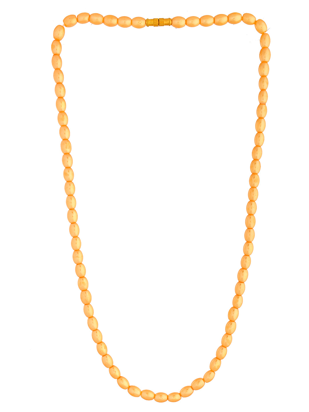 Classic Soft Orange Pearl Necklace With Gold Clasp For Women