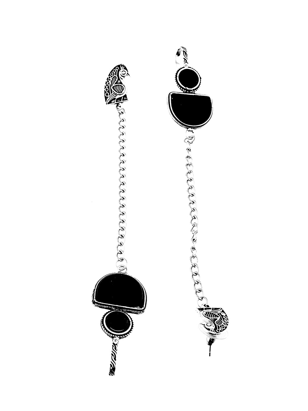 Ethnic Boho Drop Oxidised Silver Long Chain Earrings For Women & Girls