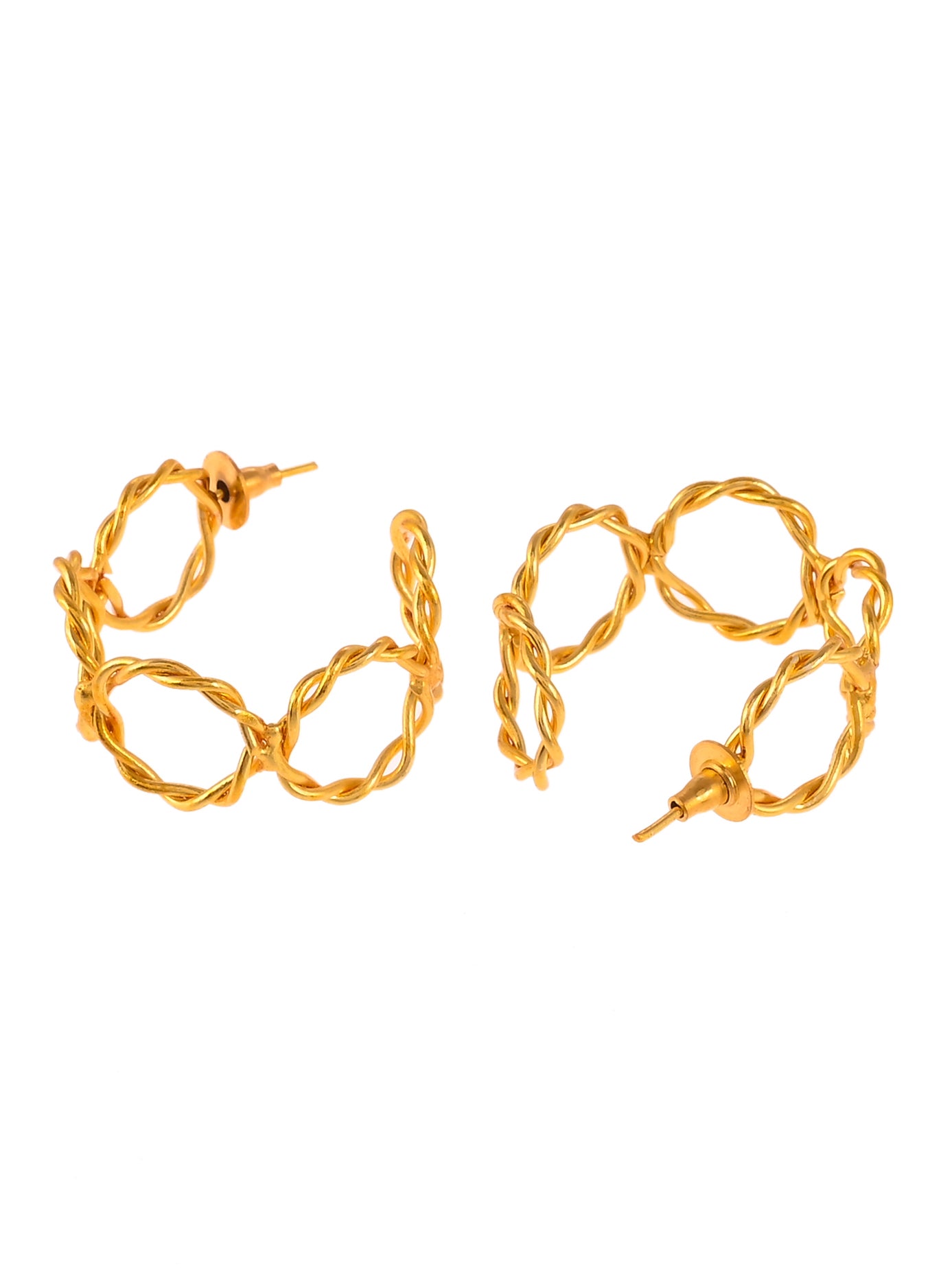 Gold Plated Contemporary Half Hoop Earrings