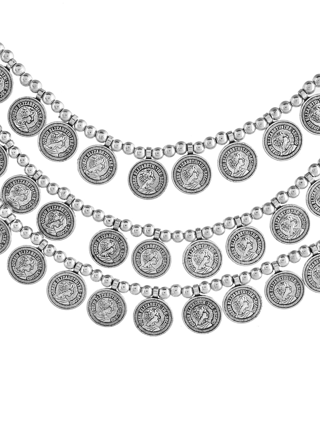 Oxidised Coin Necklace For Women Double Side Wear Jewellery