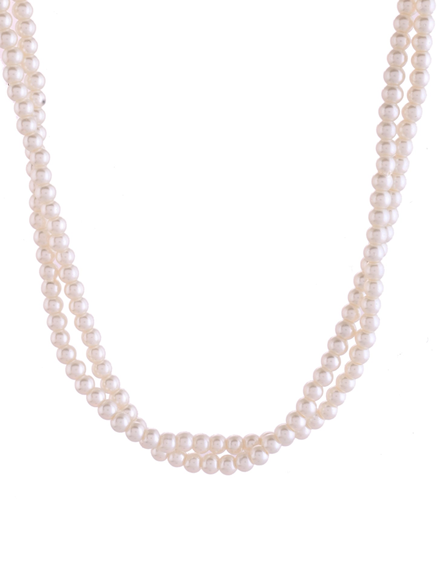 Ethnic White Pearl Multiple Layered Necklace Mala For Women