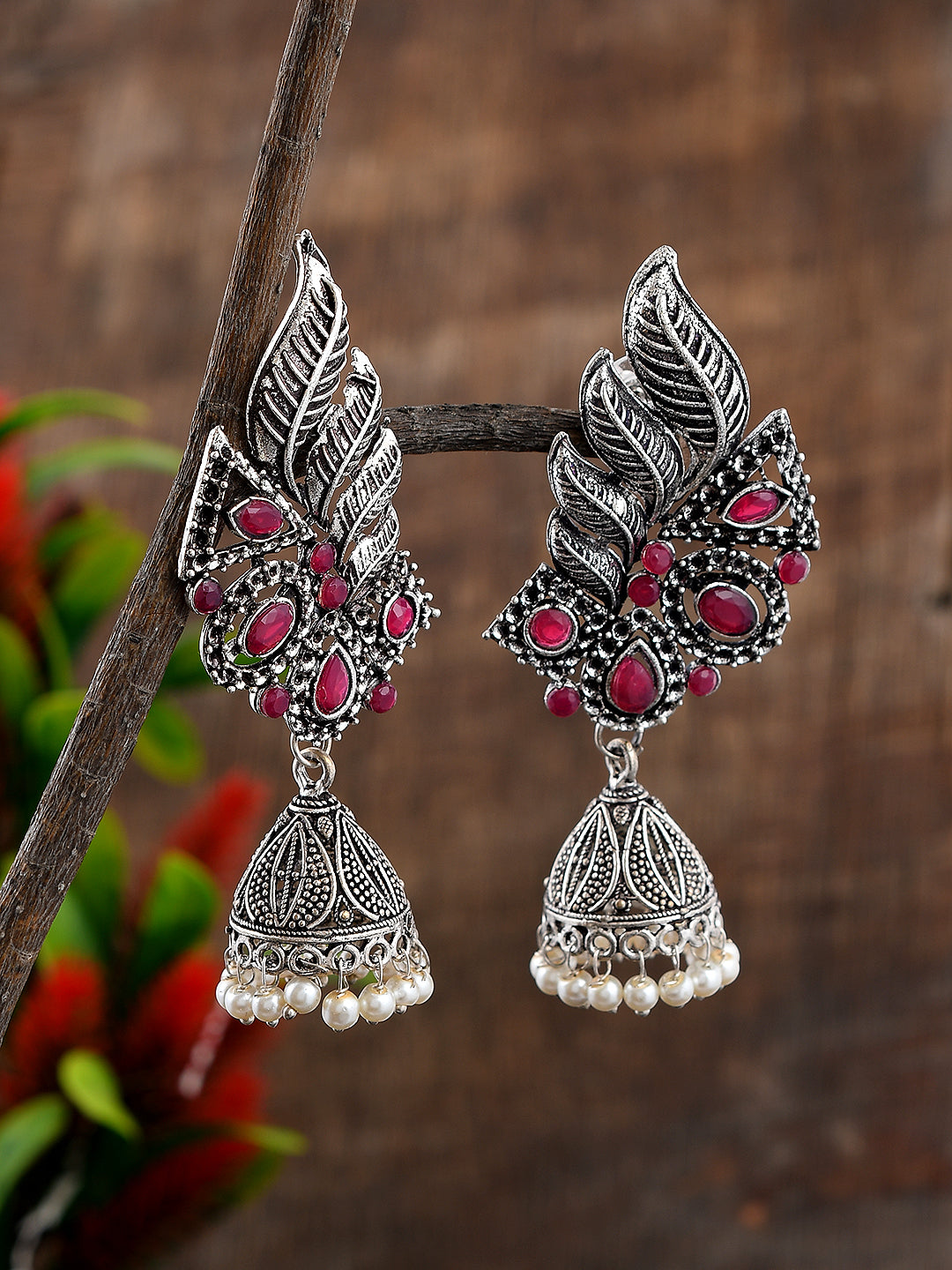 Long on sale silver jhumkas