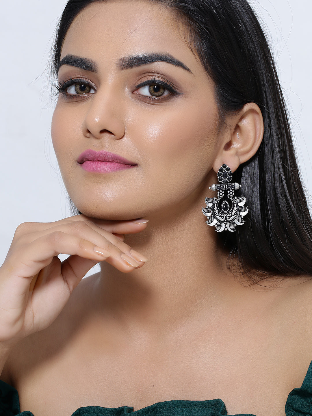 Buy Oxidised Silver Chandbali Earrings for Women Online at