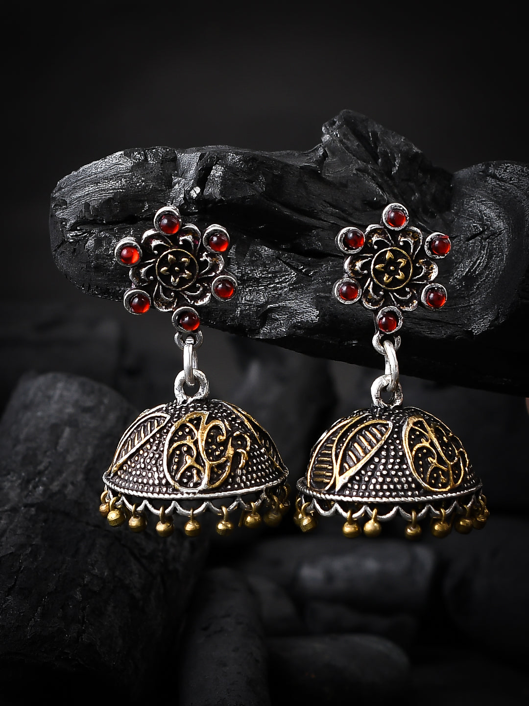 Oxidised Silver Jhumki Earrings for Women Online at Silvermerc