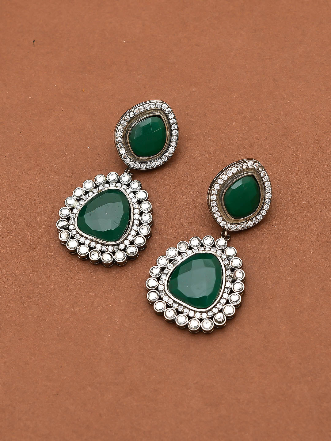 Green Onyx Drop Earrings for Women Online