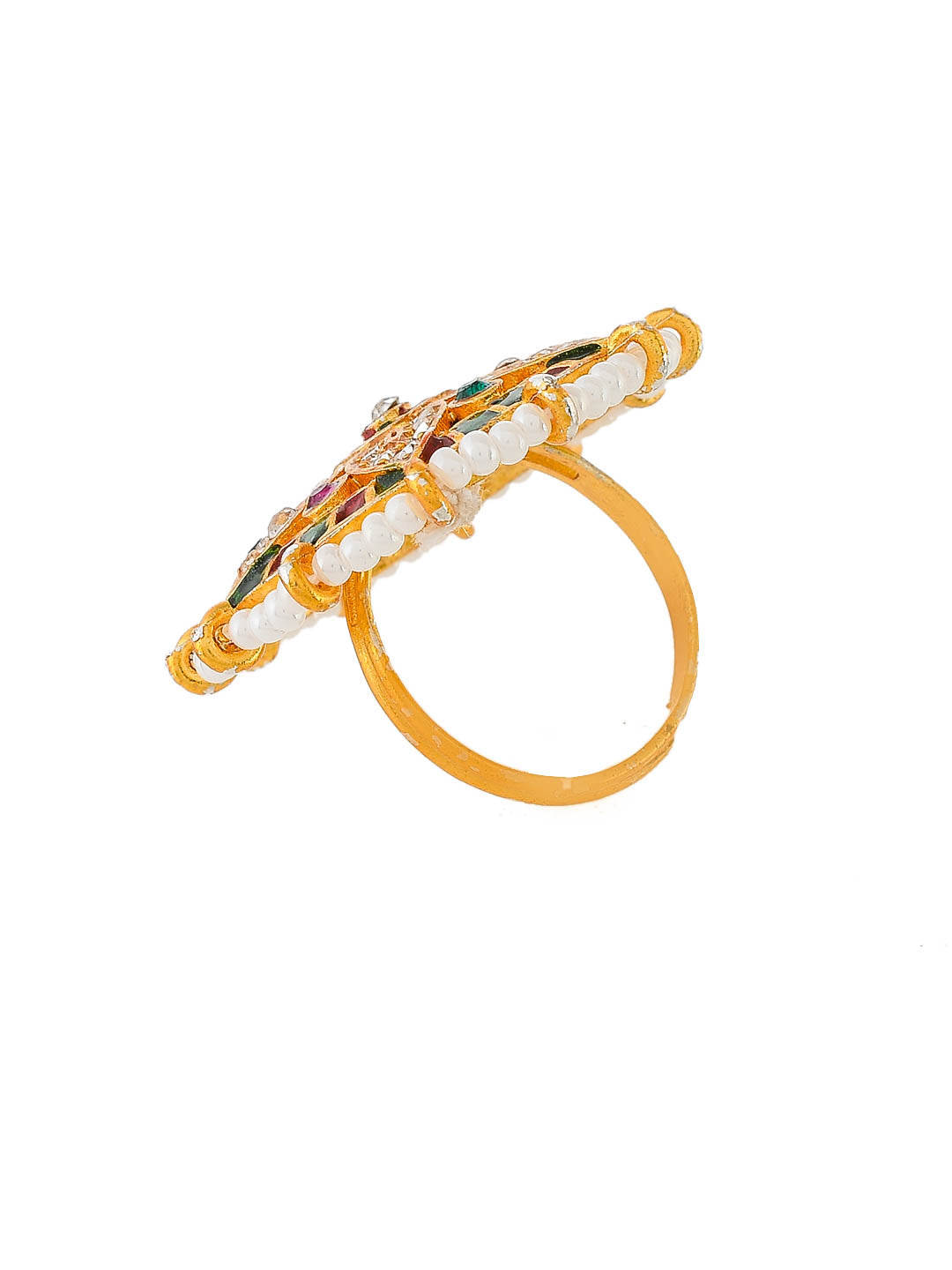 Gold Floral Ring with Precious Gemstones