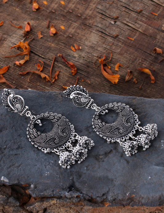 Oxidised Silver Jhumki Dangler Earrings for Women Online