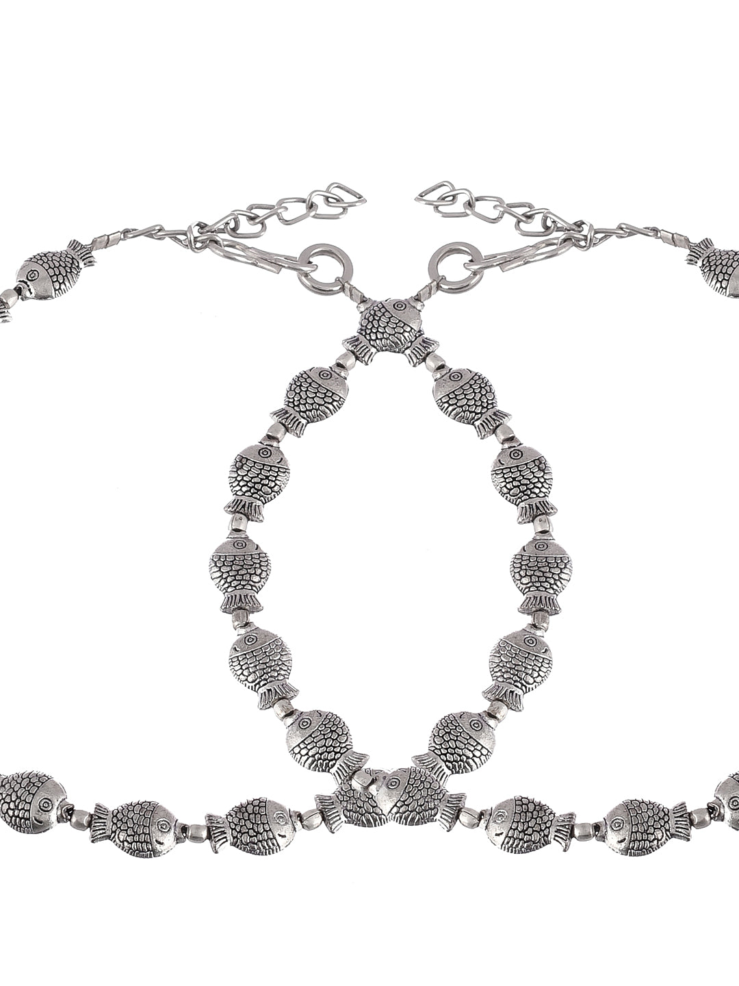 Designer Silver Plated Piscean Fish Anklets