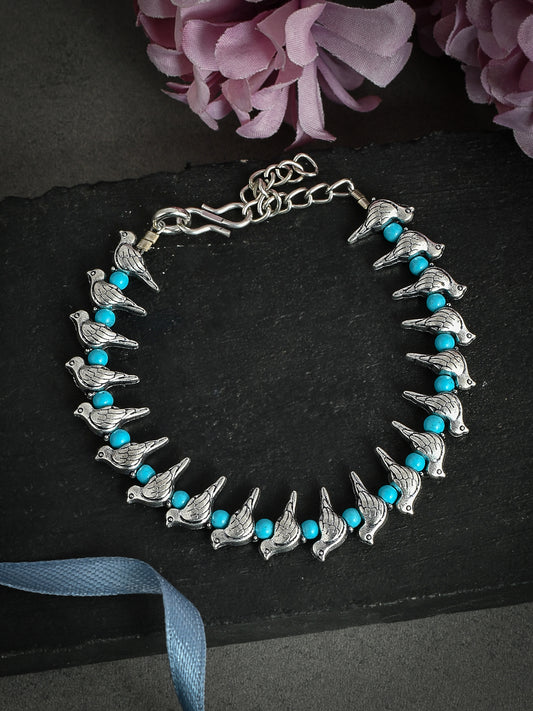 Turquoise Blue Silver Bird Anklets for Women Online