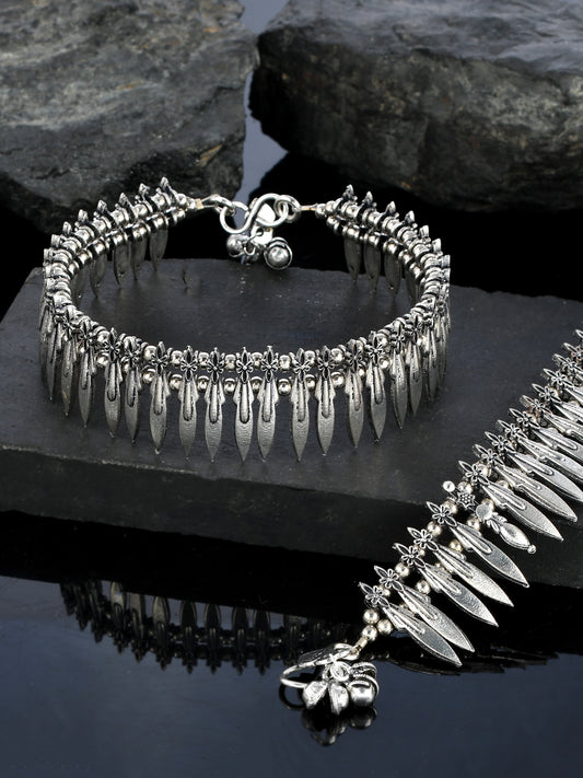Indiana Oxidised Silver Plated Bridal Anklets for Women Online