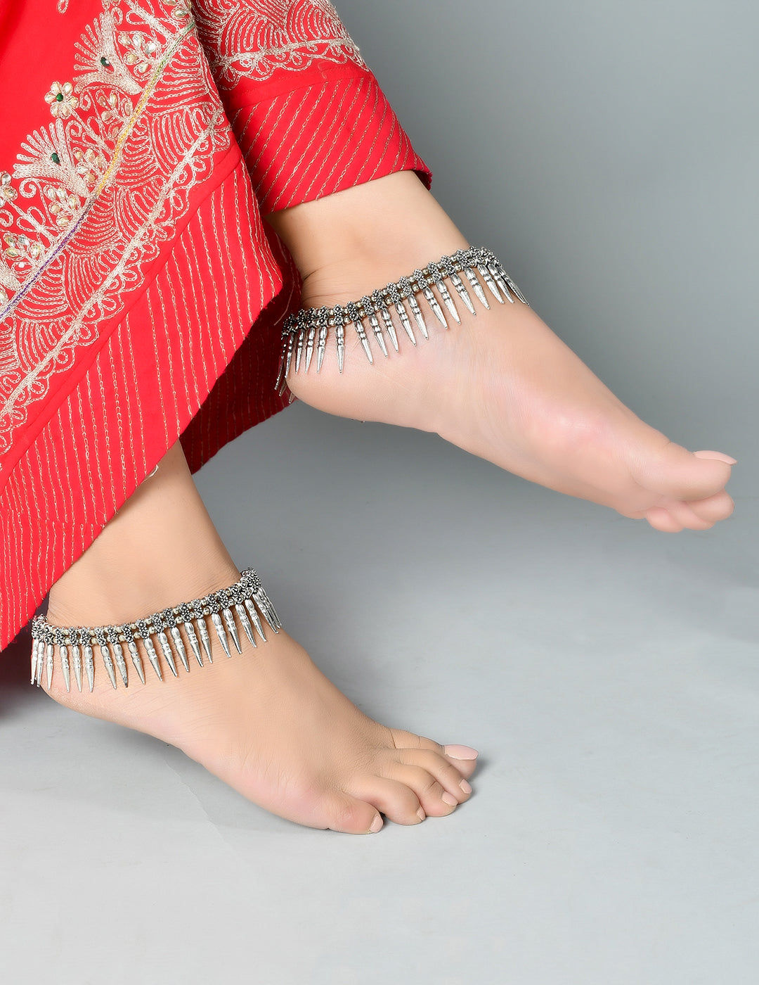 Indian Oxidised Silver Plated Bridal Anklets