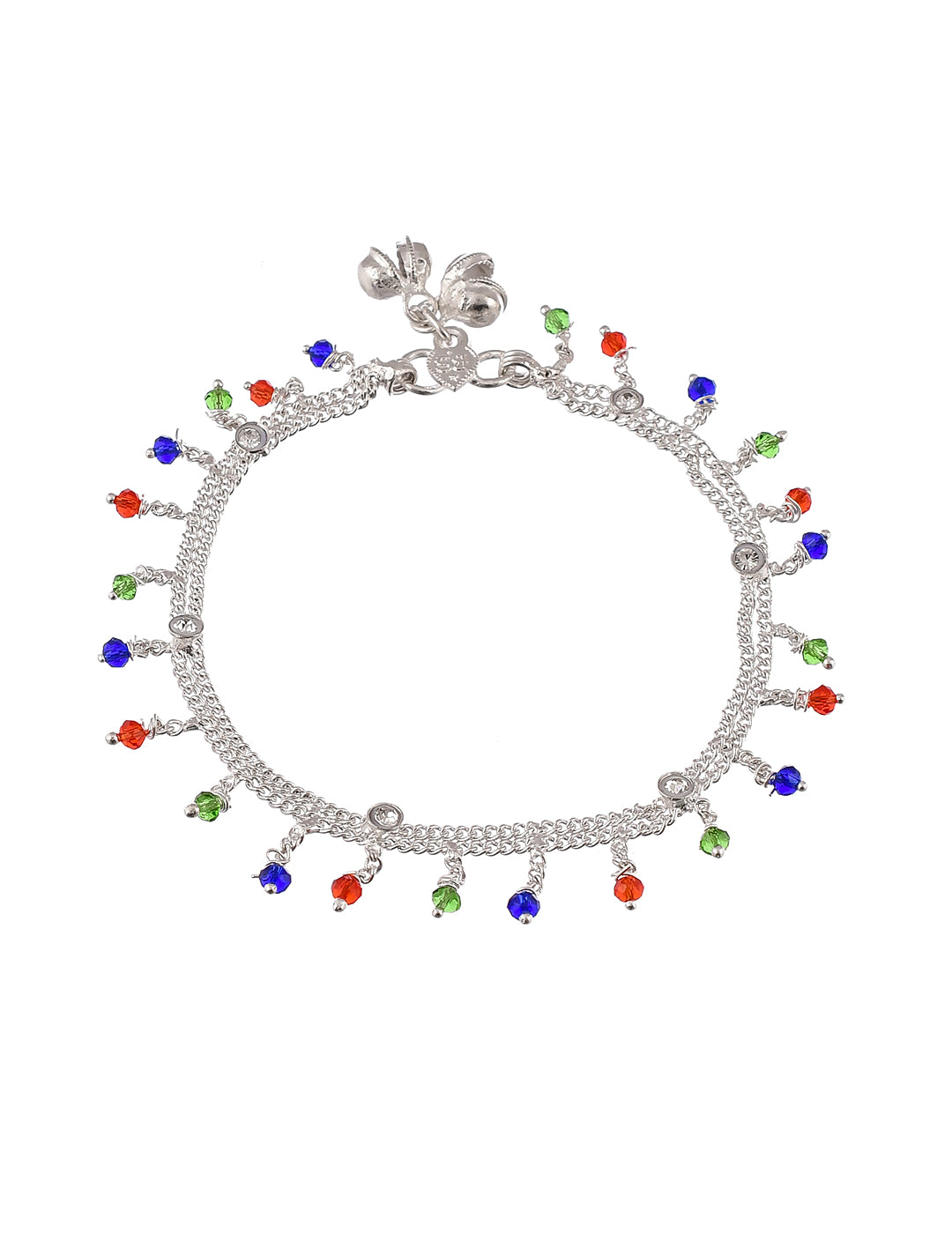 Traditional Multibeads Silver Anklet