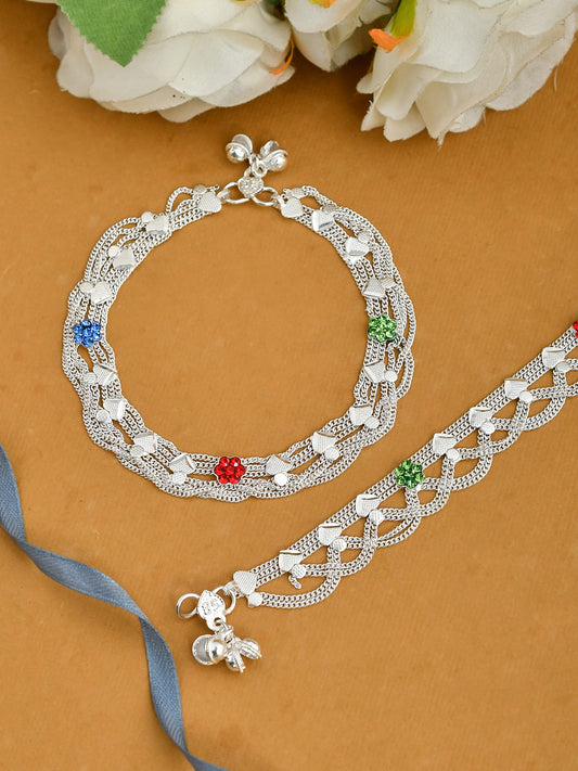 Ethnic Traditional Silver Jhalar Anklets for Women Online