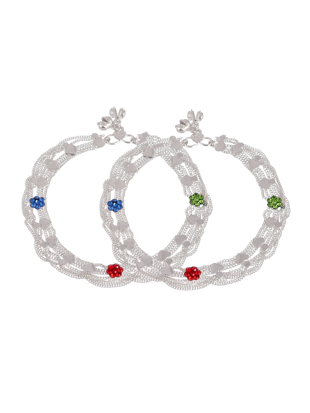 Ethnic Traditional Silver Layered Anklets