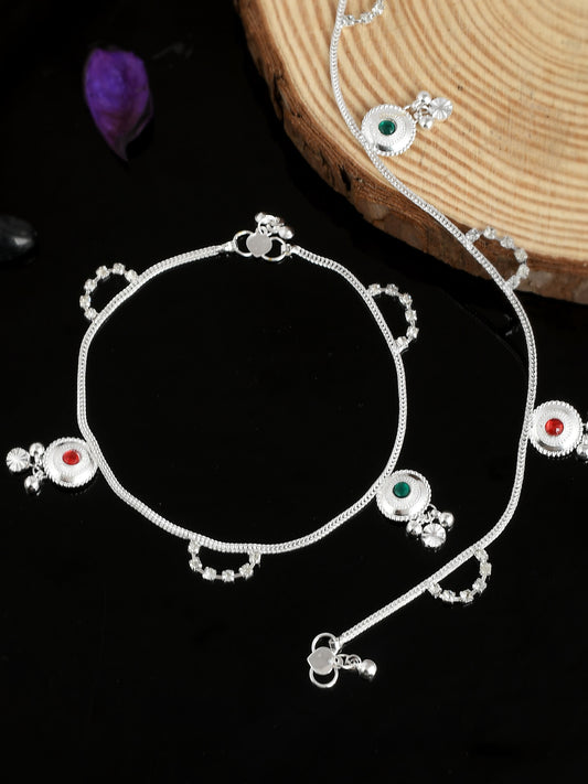 Silver Anklets With Stones Traditional Payal for Women Online