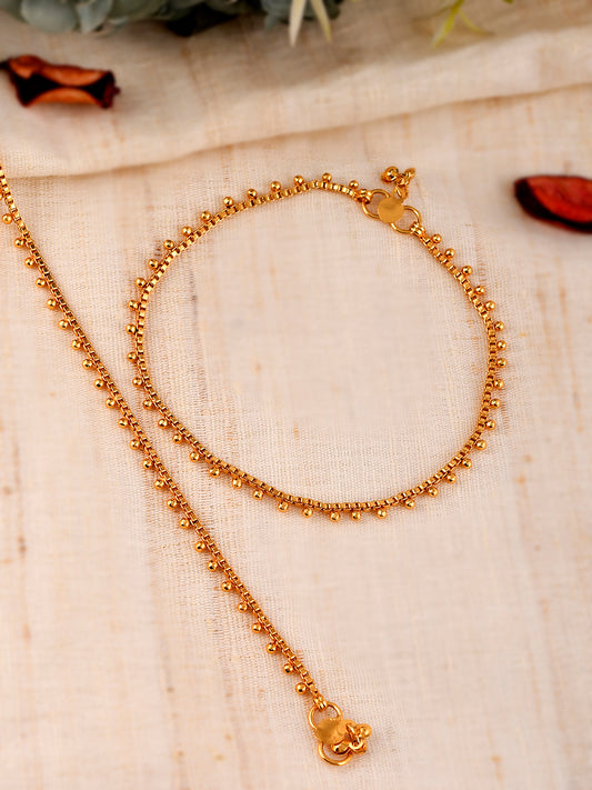 Gold Plated Handcrafted Floral Chain Anklets for Women Online