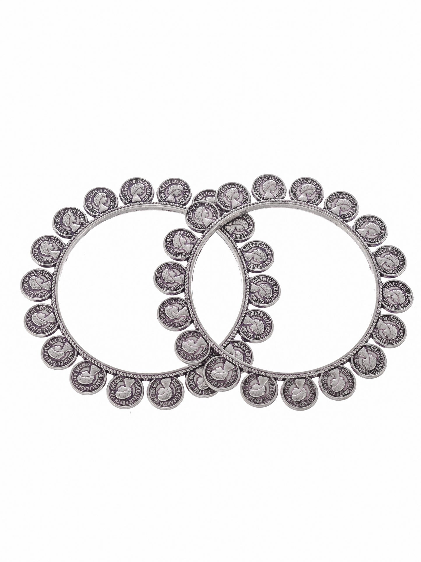 Set of 2 Silver toned Oxidised bangles