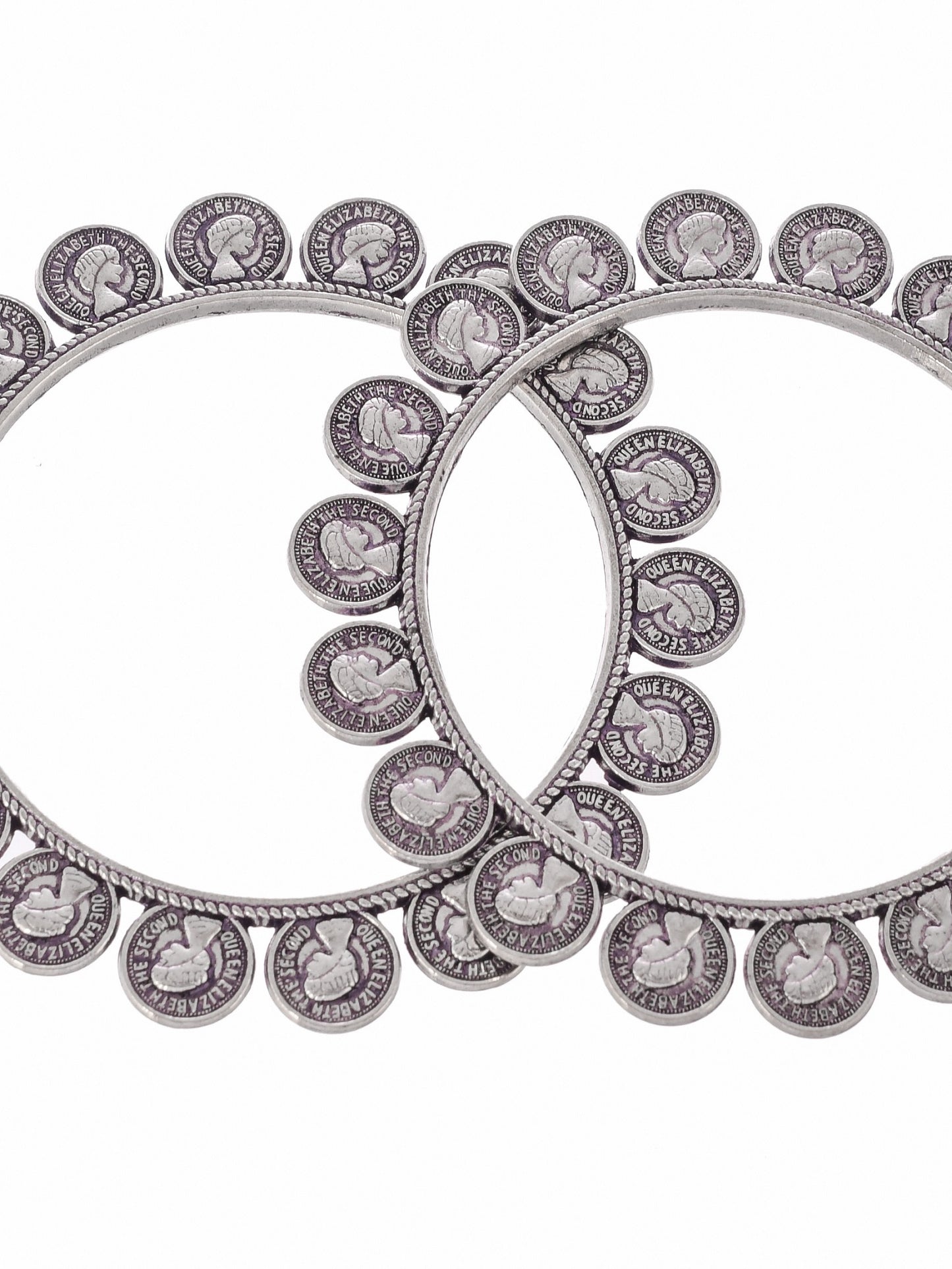 Set of 2 Silver toned Oxidised bangles