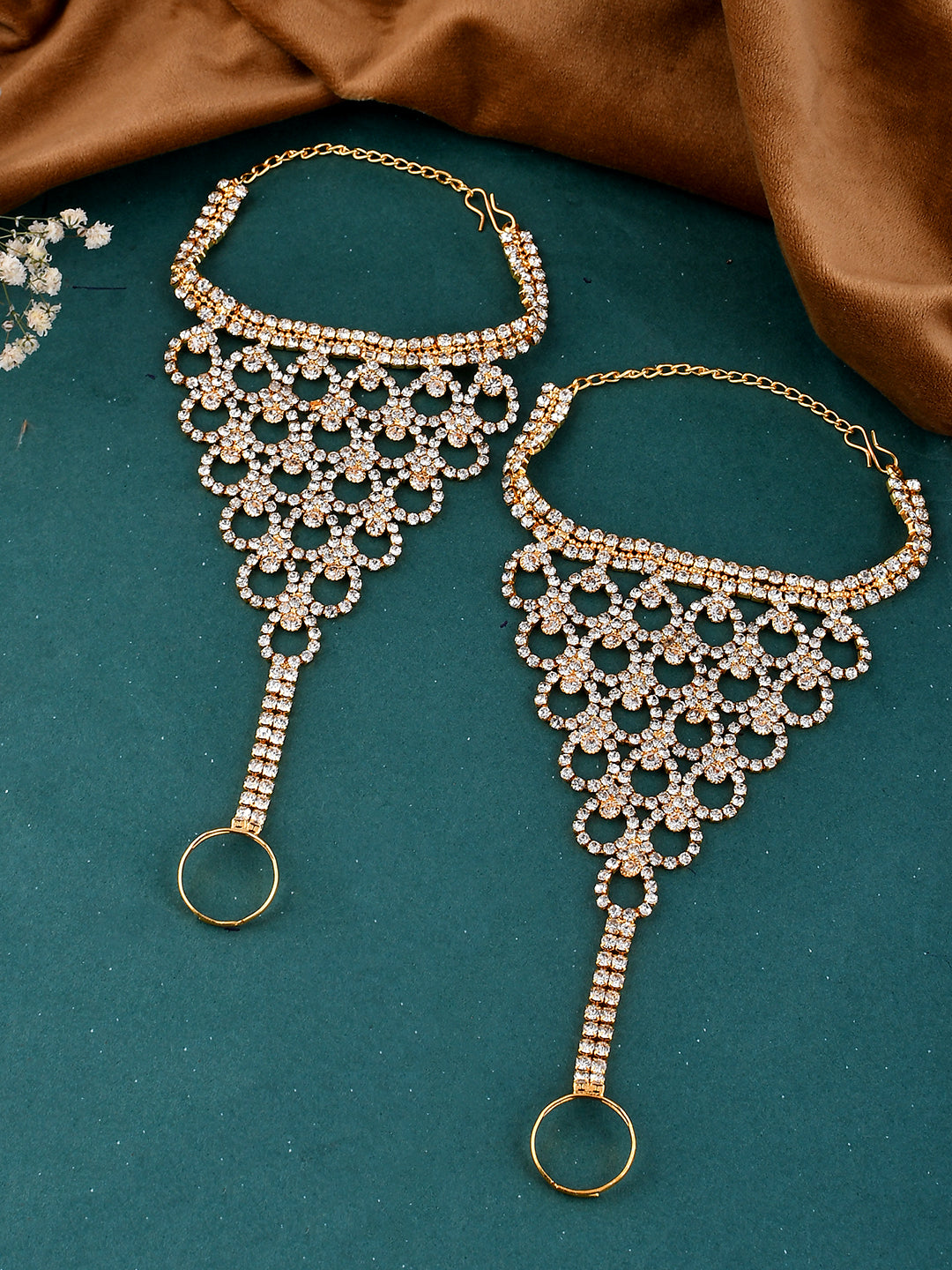 American Diamond Bridal hathphool Bracelet