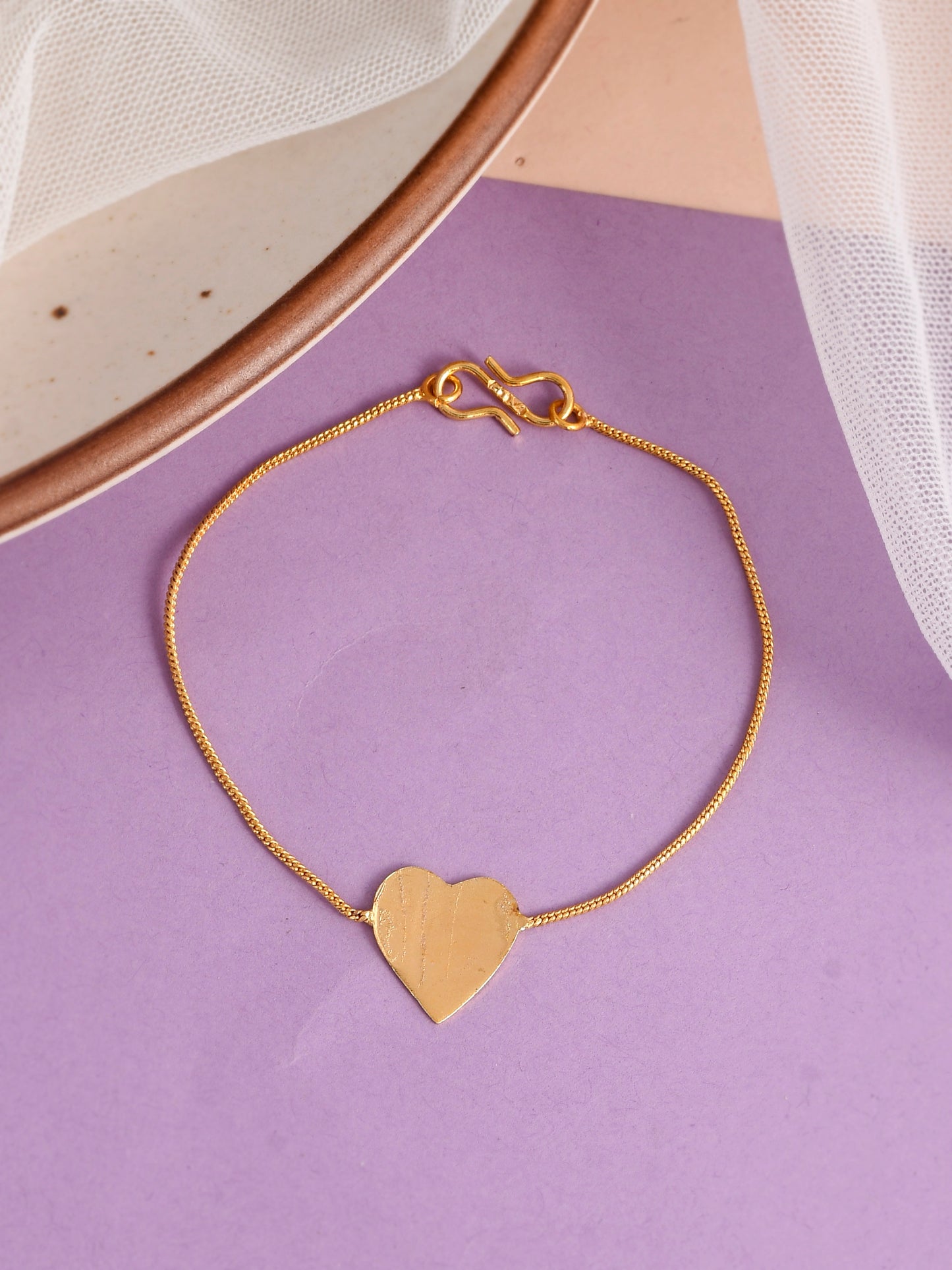Gold Plated Heart Charm Western Bracelet For Women & Girls