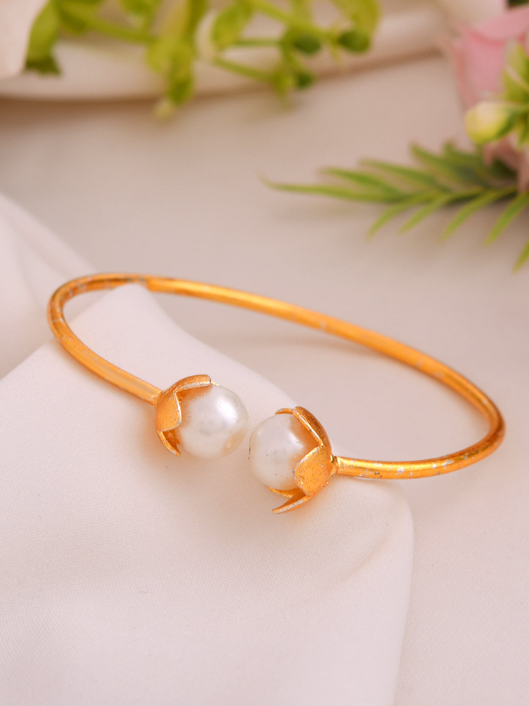Gold-Plated Bracelet For Women | Pearl Jewellery | Stylish Fashion Jewellery