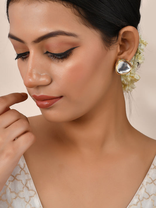 Kundan Stud Earrings for Western Outfit - Earrings for Women Online