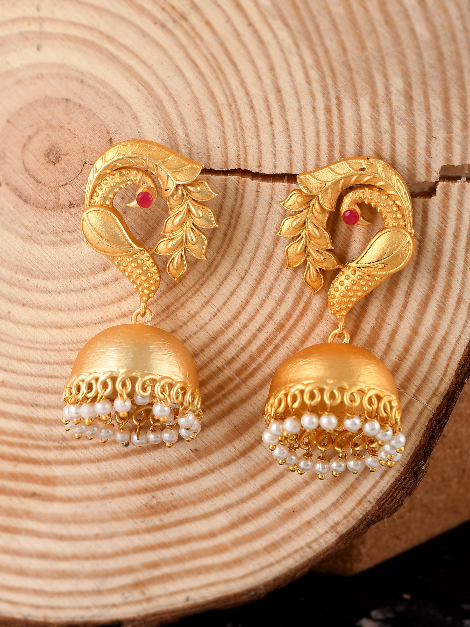Gold Plated Peacock Jhumka Designs Earrings for Women Online