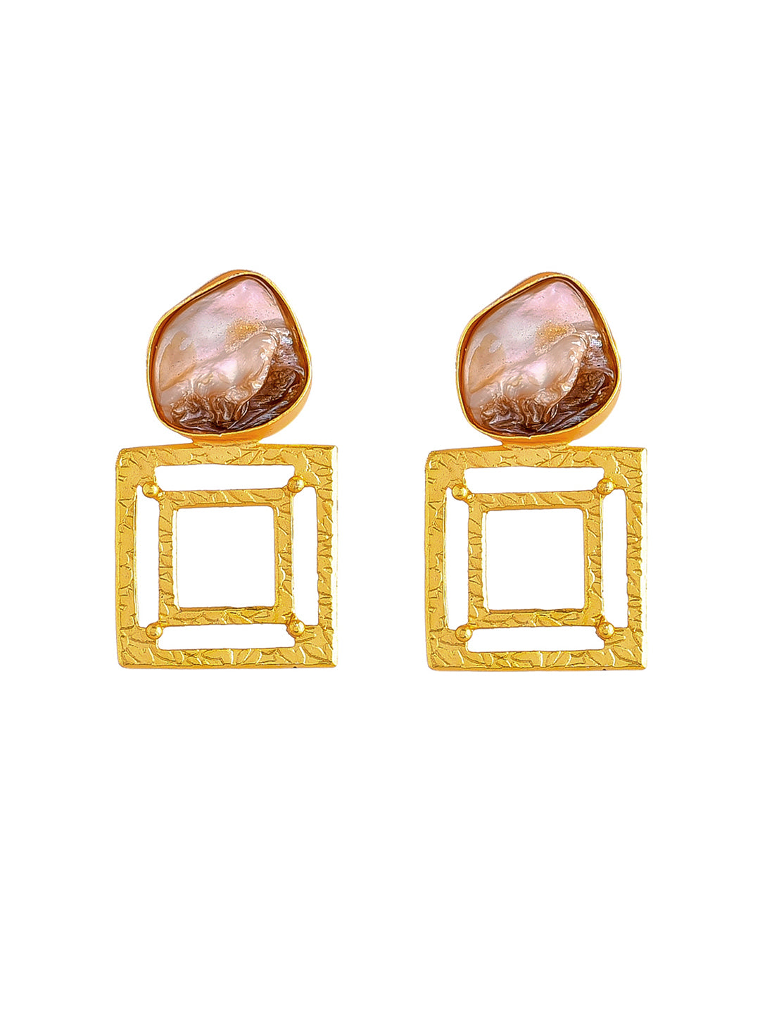 Gold plated mother of pearl drop earring