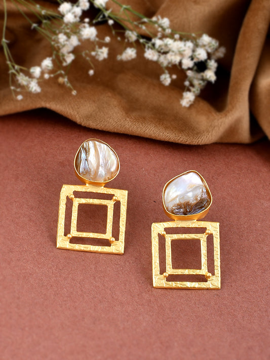 Gold Plated Mother of Pearl Drop Earrings for Women Online