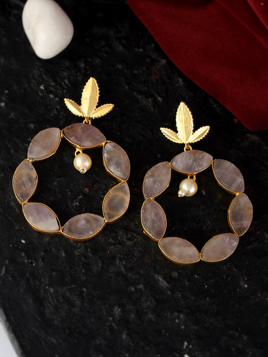 Gold Plated Circular Latest Design Fancy Stylish Stone Earrings for Women Online
