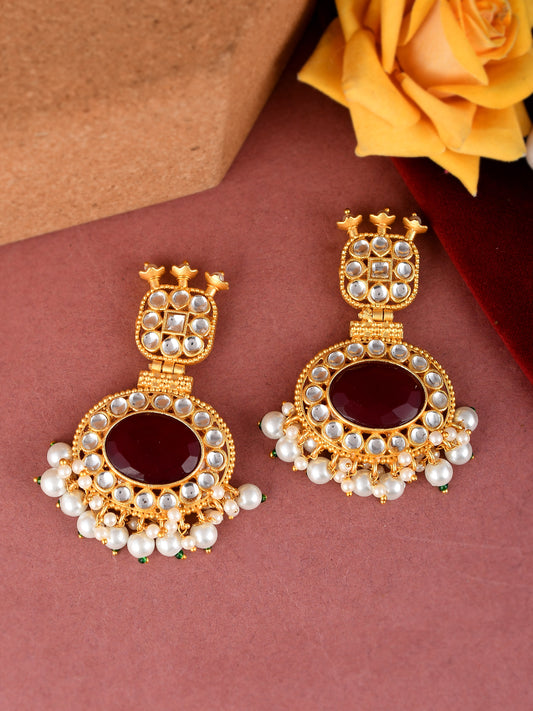 Gold Plated Kundan Dangle Earrings for Women Online