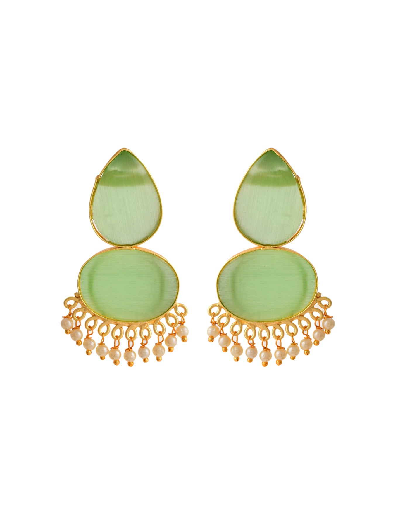 Green stone Chandbali earrings