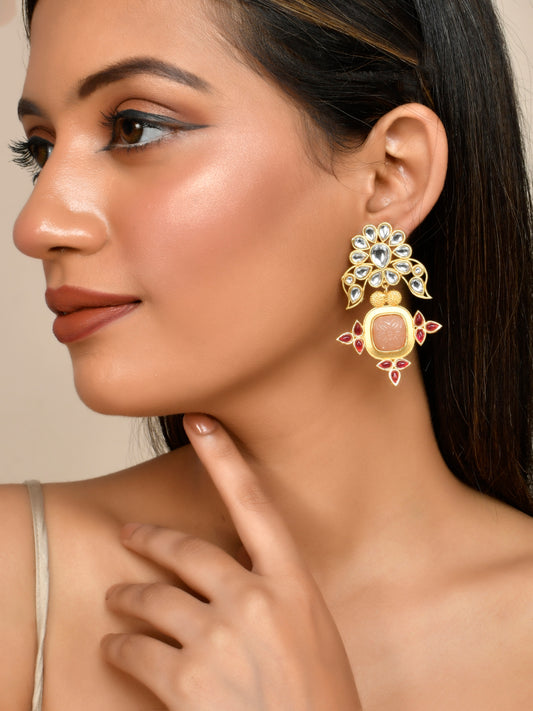 Pink Kundan Earrings for Women Online