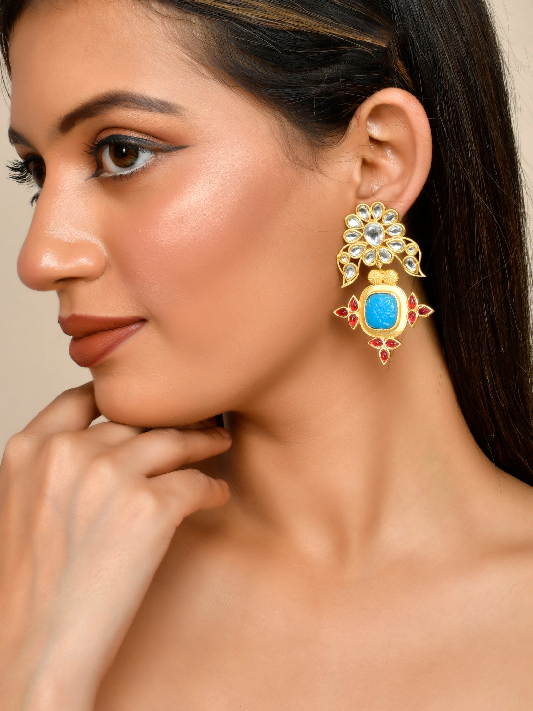 Kundan floral earrings