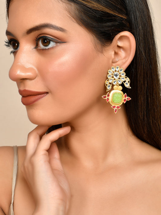 Kundan Floral Drop Earrings for Women Online