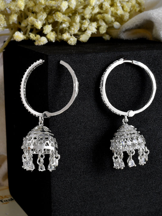 Silver Plated Ad Jhumki Classic Earrings for Women Online