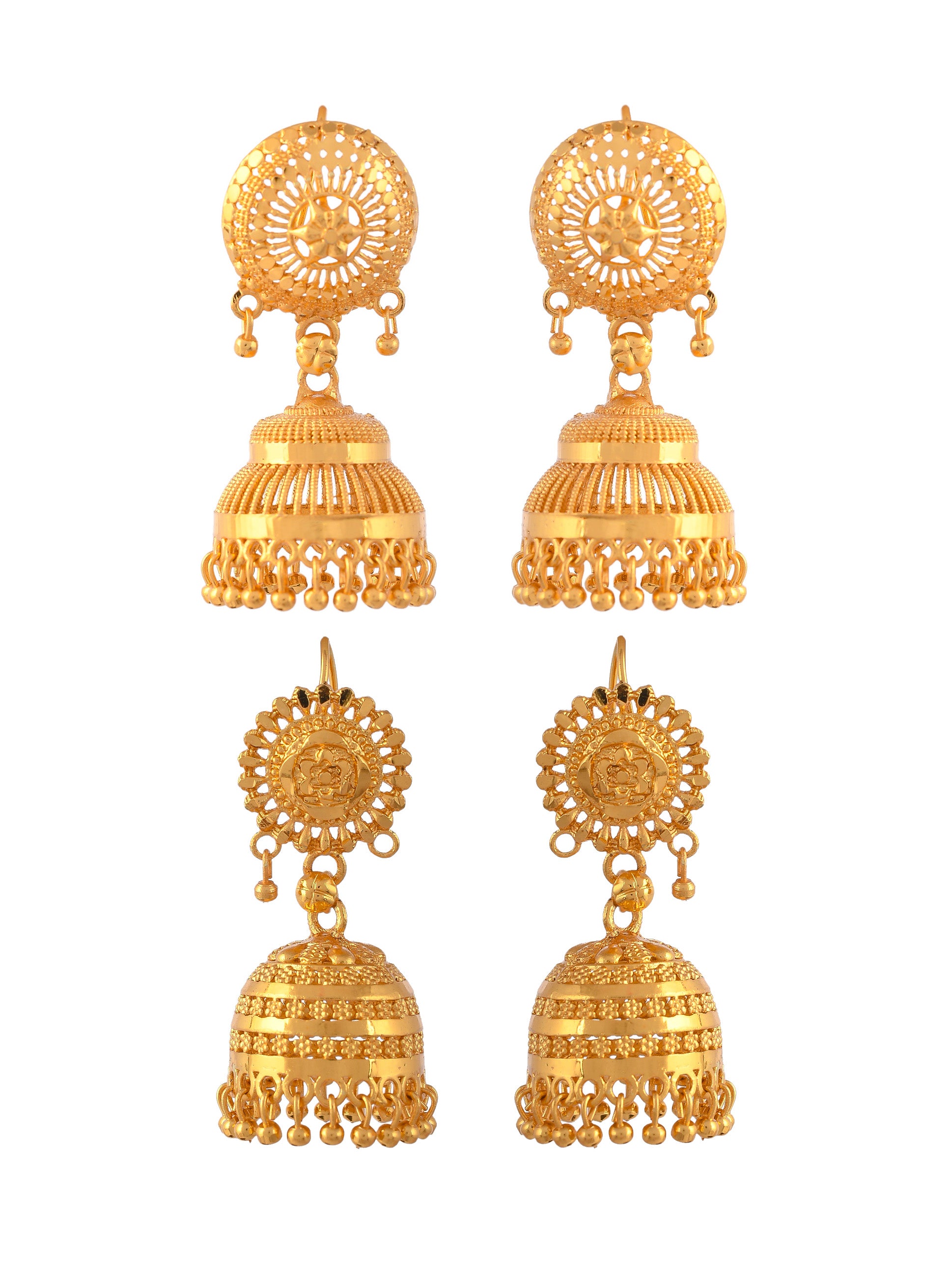 Set of 2 Gold Plated Handcrafted Meenakari Jhumka Earrings