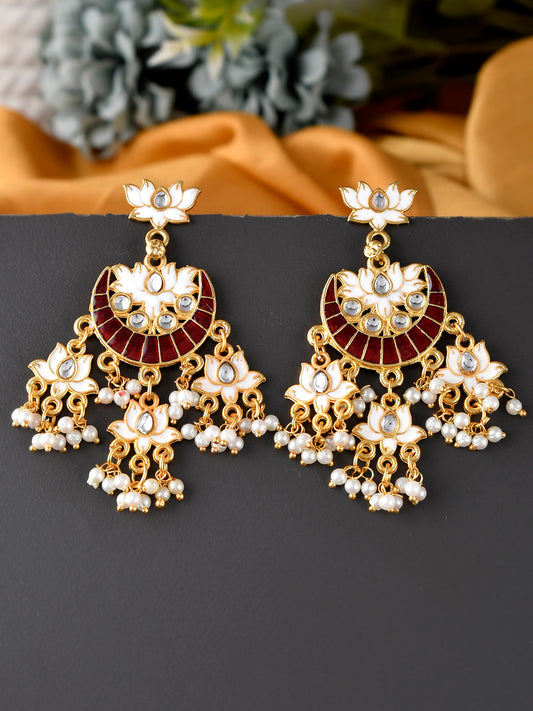 Gold Plated Yashvi Chandabali Earrings for Wedding Outfit Online