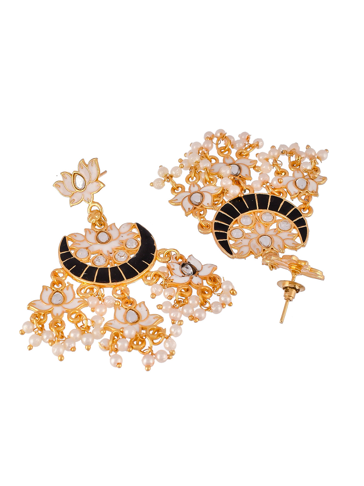 Gold Plated Meenakari Chandbalis Earrings
