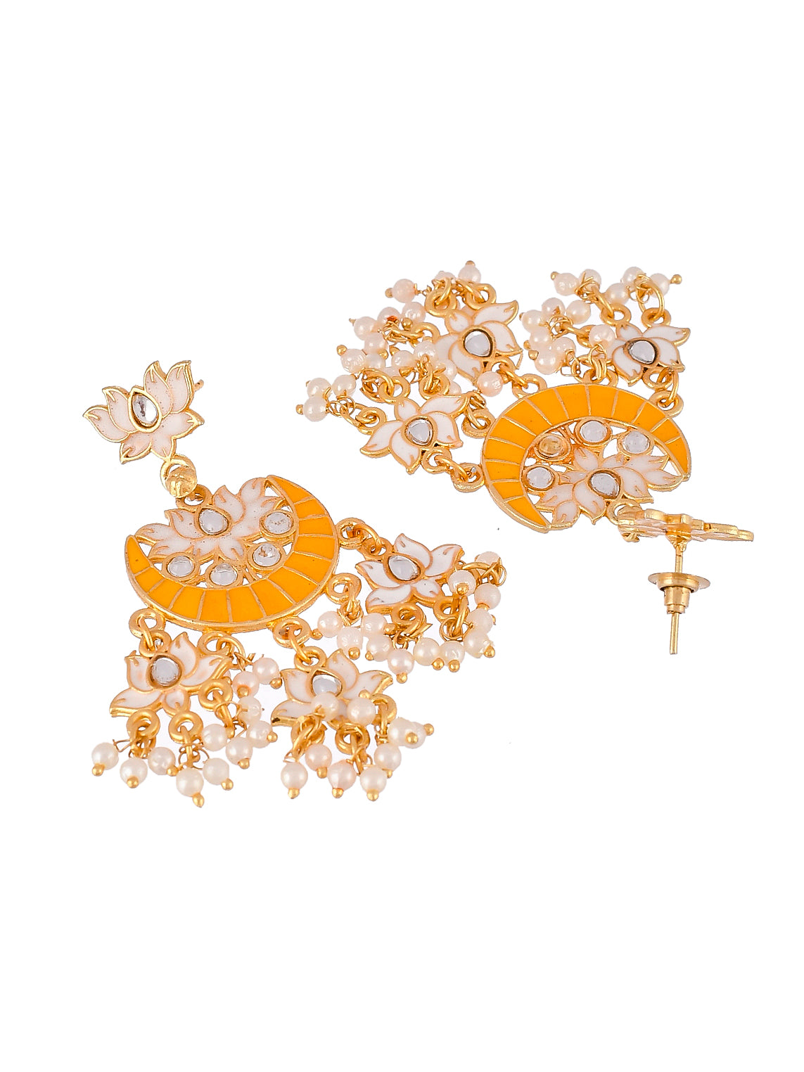 Gold plated Yellow chandabali Earrings