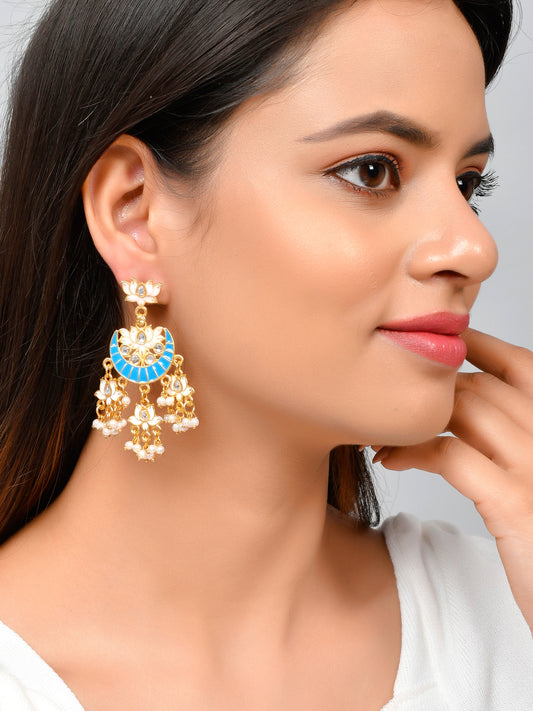 Gold Plated Traditional Sharavi Chandabali Earrings for Women Online