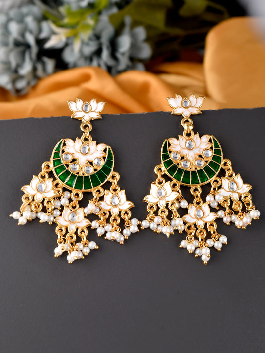 Gold Plated Hansini Chandabali Earrings for Wedding Outfitonline