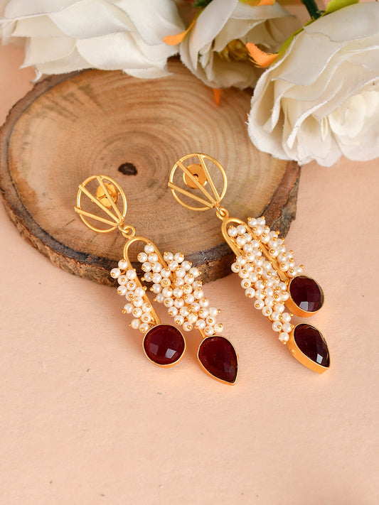 Gold Plated Pearl Smriti Drop Earrings for Women Online