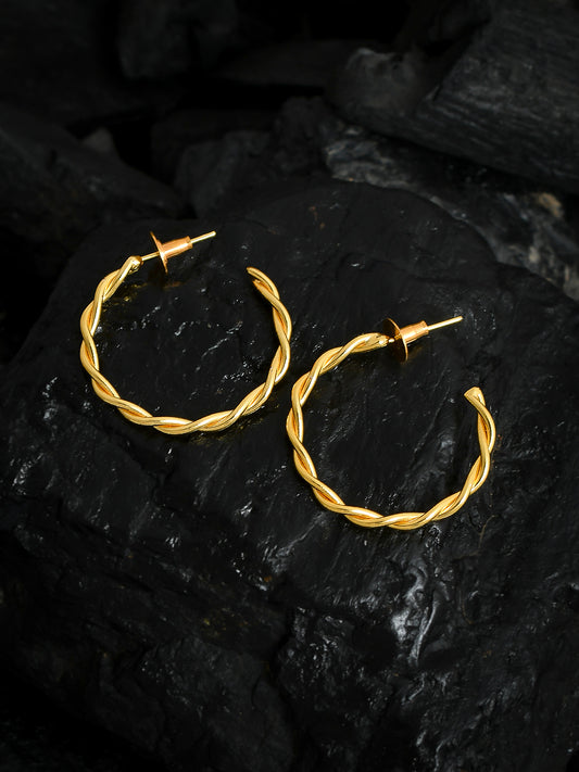 Gold Plated Varsha Twisted Western Hoop Earrings for Women Online