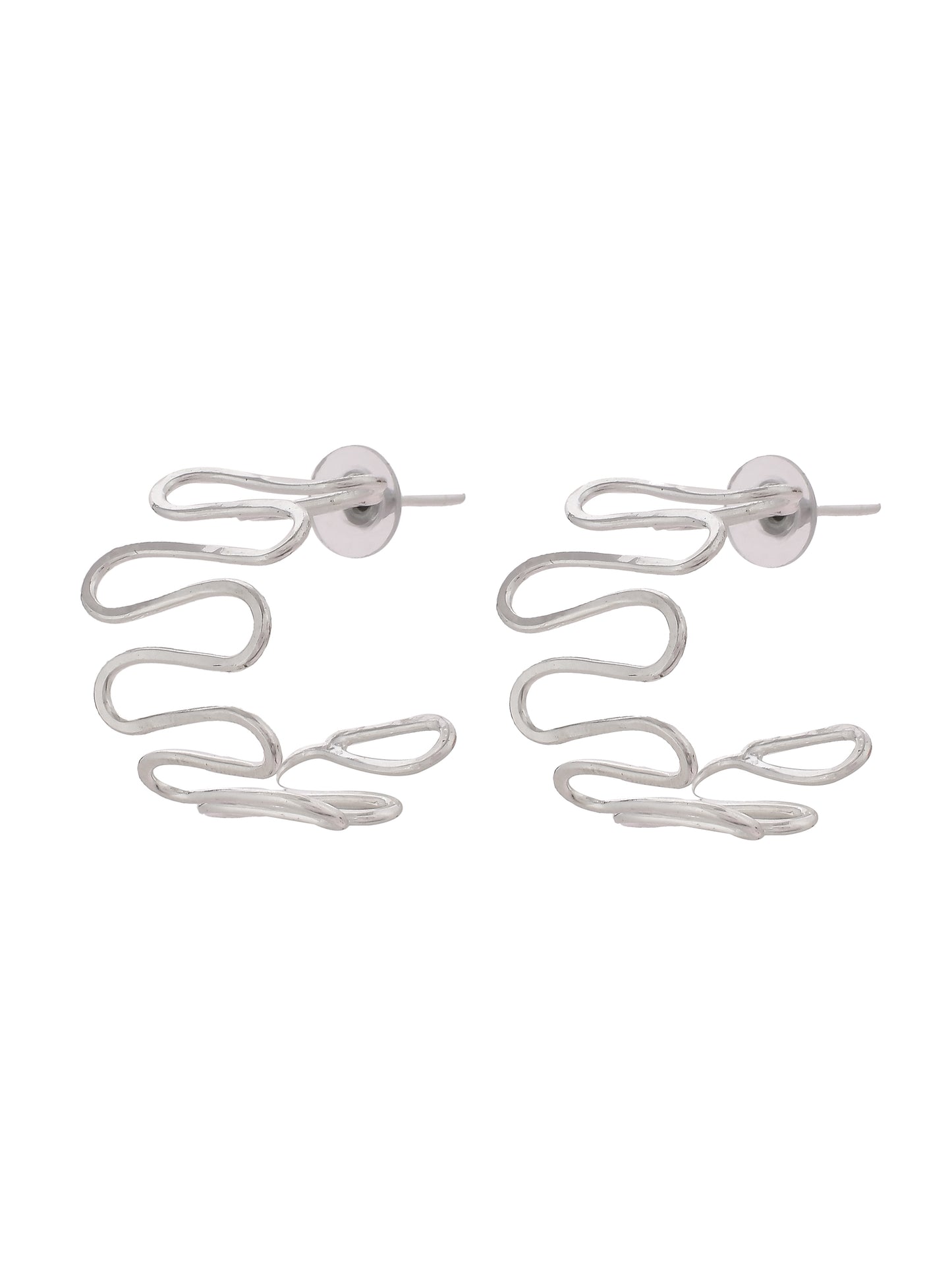 Designer Silver Plated Half Hoop Earrings