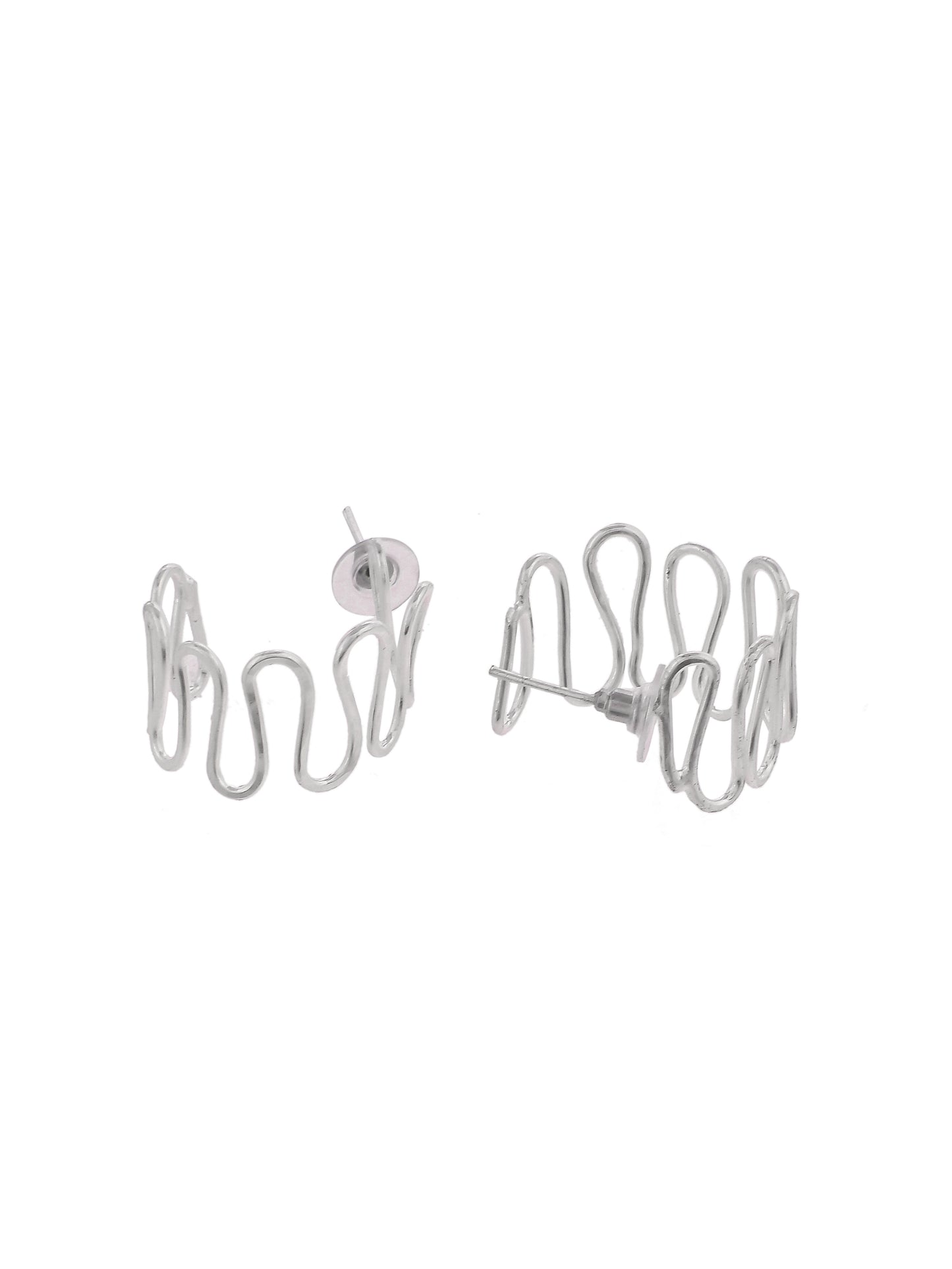 Designer Silver Plated Half Hoop Earrings