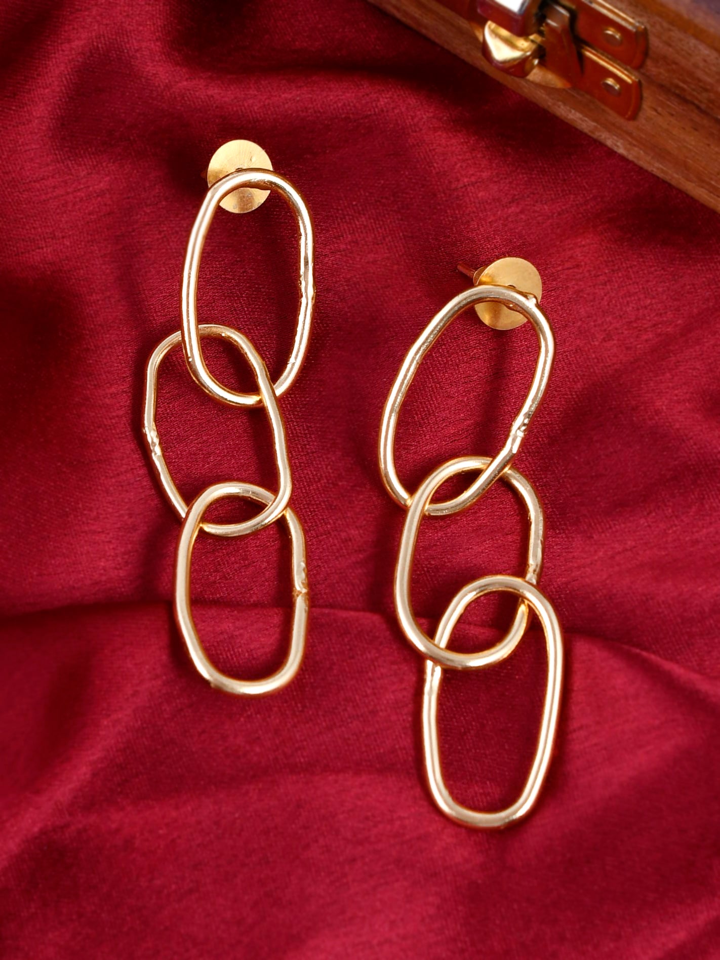 Buy Gold Plated Linked Chain Earrings for Women Online at