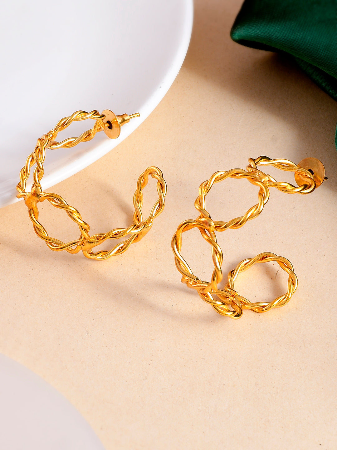 Gold Plated Contemporary Half Hoop Earrings for Women Online