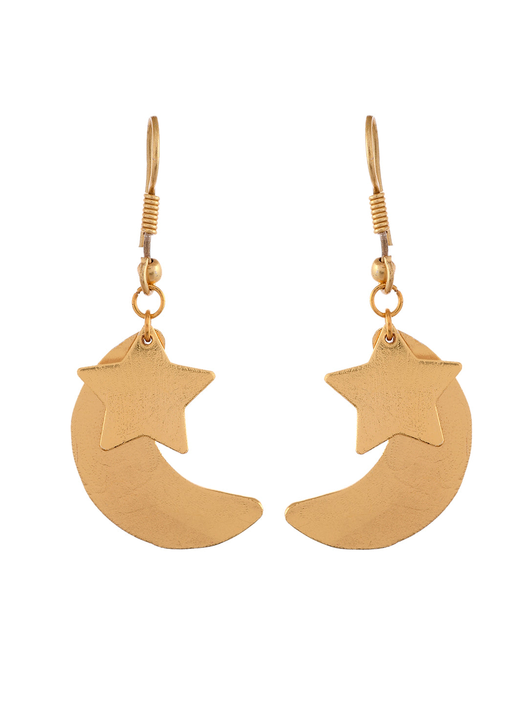Gold Plated Moon Star Western Earrings For Women